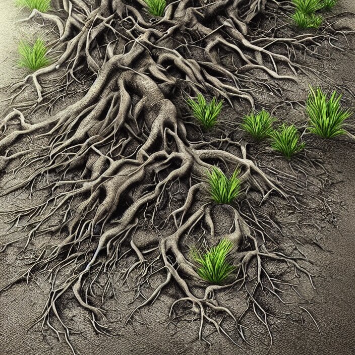 roots are growing around the 9 gag!! logo, photorealistic rendering, hyperdetailed