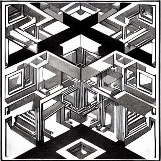 an impossible room by MC Escher