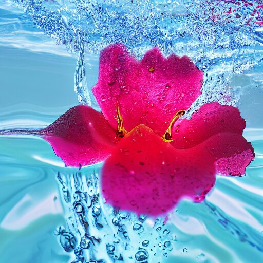 a water manipulated sculpture of blossom, on sea, film, johnson's style, long view, ultra detailed, ultra realistic, ray tracing, 8 k resolution, clear focus, realistic water, water art photoshop 