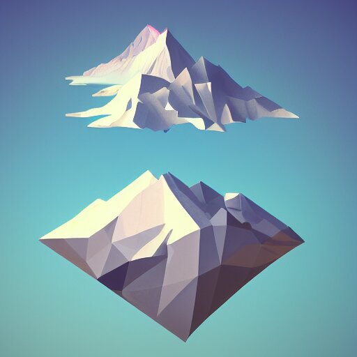 Floating Island with Mount Everest in the Sky, Low Poly, Isometric Art, 3D Art, High Detail, ArtStation, Concept Art, Behance, Ray Tracing, Smooth, Sharp Focus, Ethereal Lighting. add a cloud or two