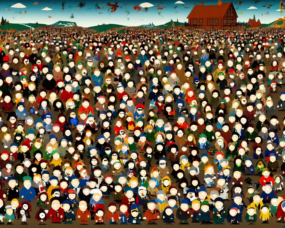 south park characters art by hieronymus bosh, triumph of death by pieter brueghel 