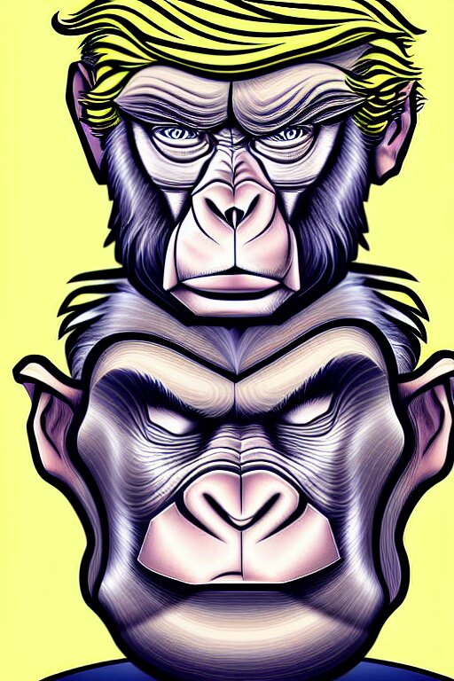 donald trump, bored ape nft art style, extreme details 