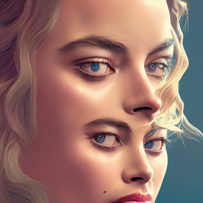 Portrait of margot robbie, iphone. intricate artwork. by tooth wu, wlop, beeple, dan mumford. octane render, trending on artstation, greg rutkowski very coherent symmetrical artwork. cinematic, hyper realism, high detail, octane render, 8 k, iridescent accents