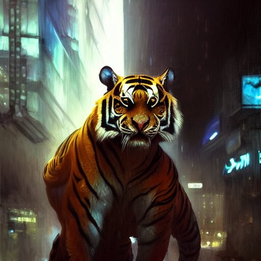 Tiger in open road neon 