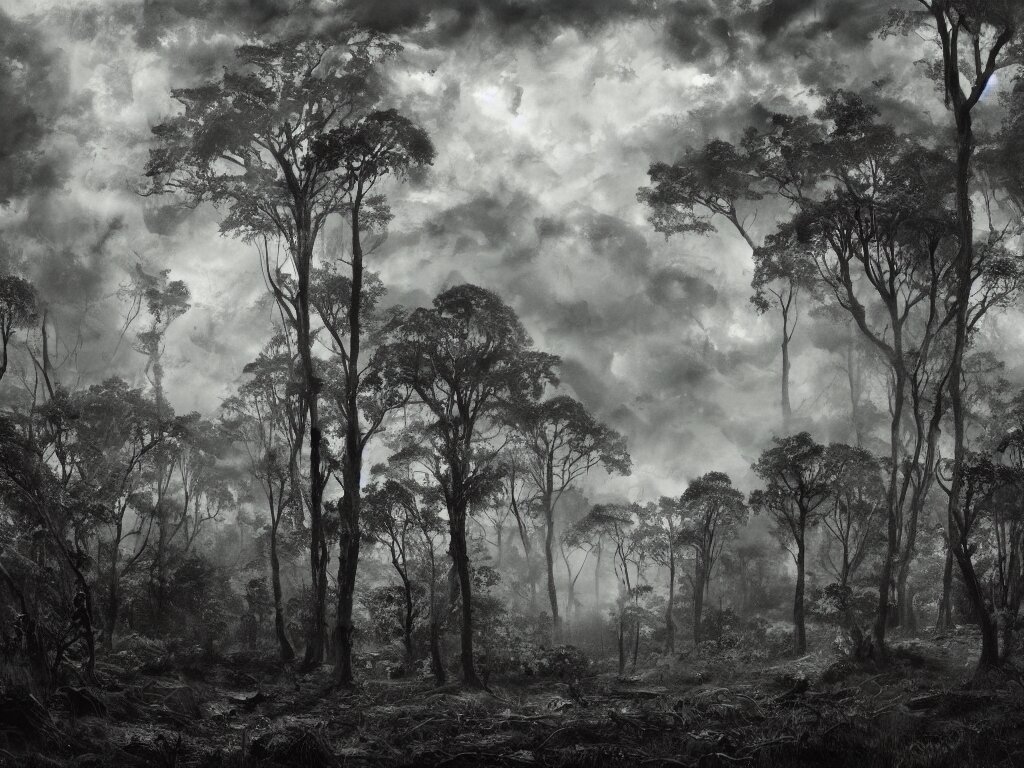 timelapse of a pine forest with slow-moving clouds