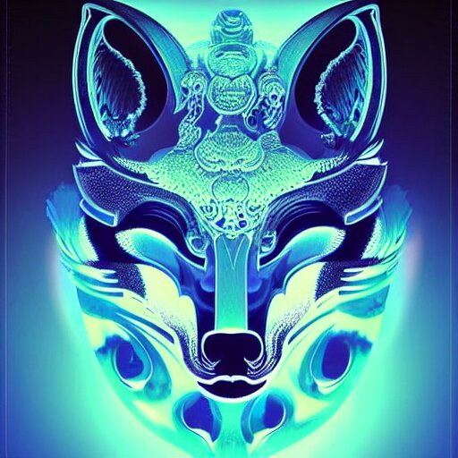 psychedelic purple and blue fox