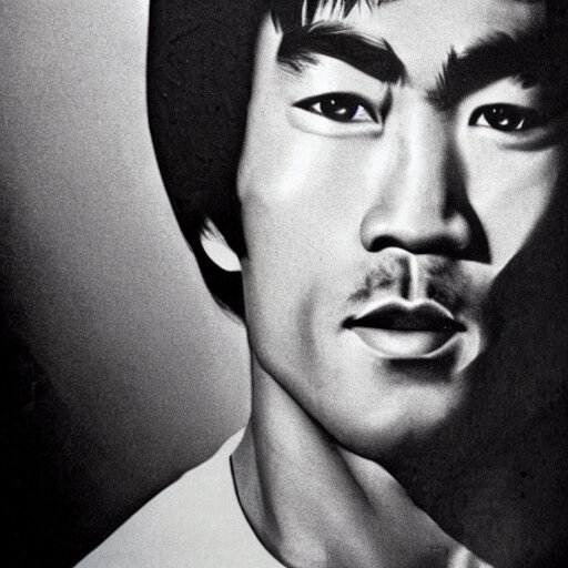 a portrait picture of a 60 year old Bruce Lee,