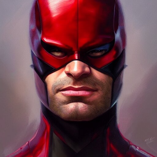 daredevil portrait, intricate, elegant, highly detailed, digital painting, artstation, concept art, smooth, sharp focus, illustration, art by artgerm and greg rutkowski and alphonse mucha 