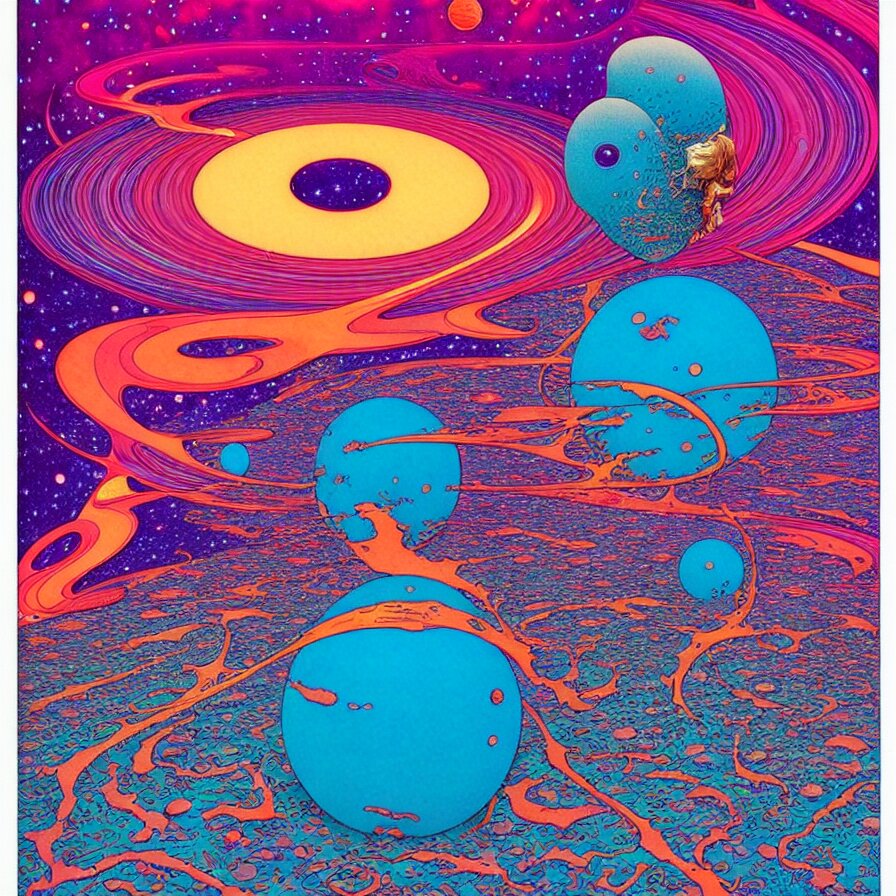 ( ( ( ( the dimensional gap at the end of the universe ) ) ) ) by mœbius!!!!!!!!!!!!!!!!!!!!!!!!!!!, featured on pixiv, space art, 2d game art, cosmic horror, official art. turno into a poster art by Tomokazu Matsuyama, featured on pixiv, space art, 2d game art, cosmic horror, official art