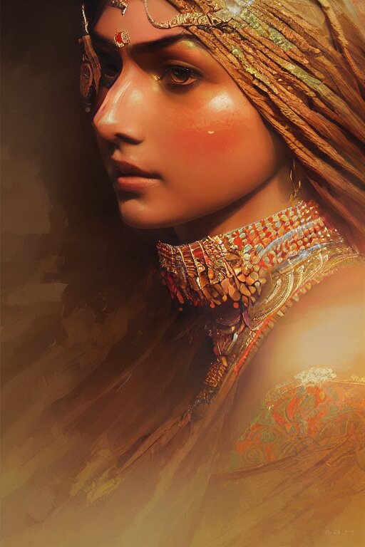 portrait ,brunette, brown eyes, indian  girl , in a pakistani red traditional dress,dark brown skin,cgsociety, photorealistic, sublime, cool, 16k, smooth, sharp focus, trending on ArtStation, volumetric lighting, eating biryani
