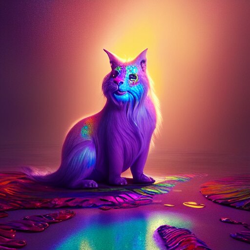 Pawerfull Cat with neon 