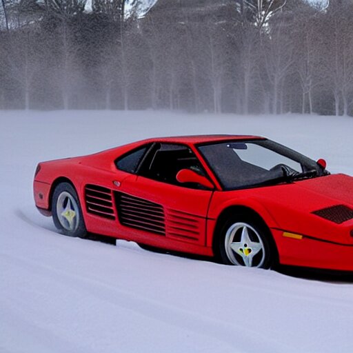 A Ferrari Testarossa crashes 