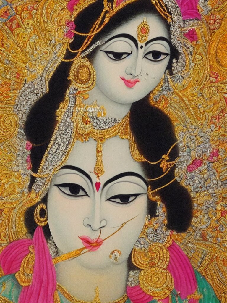 A Close up portrait of Lord Krishna. change subjects to a more peaceful image, like a nature scene.