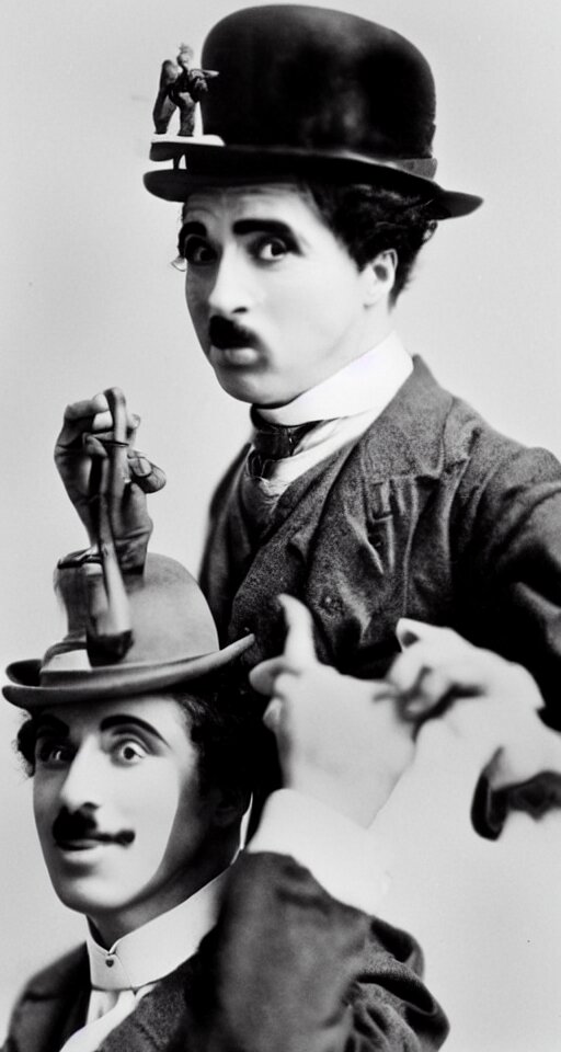 Make him look like real Charlie Chaplin