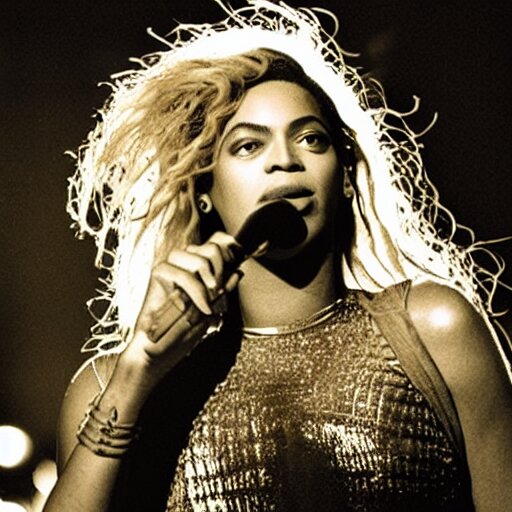 Beyoncé singing into a microphone 