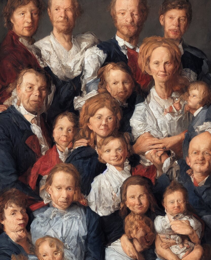 portrait of an ugly family, realistic, 8 k