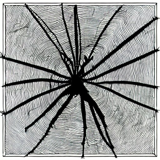 weaver worker in a spider web, technical diagram 