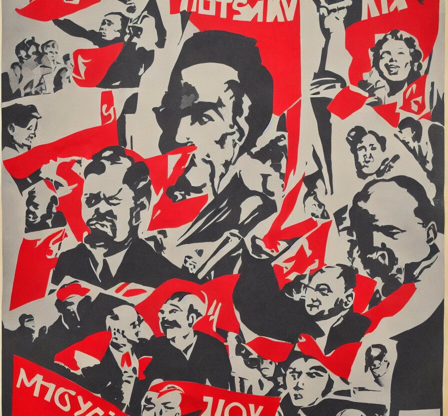 propaganda poster revolution communist millie bobby brown high detail year 1 9 4 4 russian letters lenin 