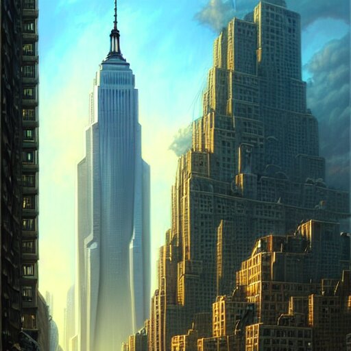 a cityscape of new york in the future, flying cars, huge buildings, bright lights, digital painting, artstation, concept art, illustration, artgerm, tomasz alen kopera, peter mohrbacher, donato giancola, joseph christian leyendecker, wlop, boris vallejo 