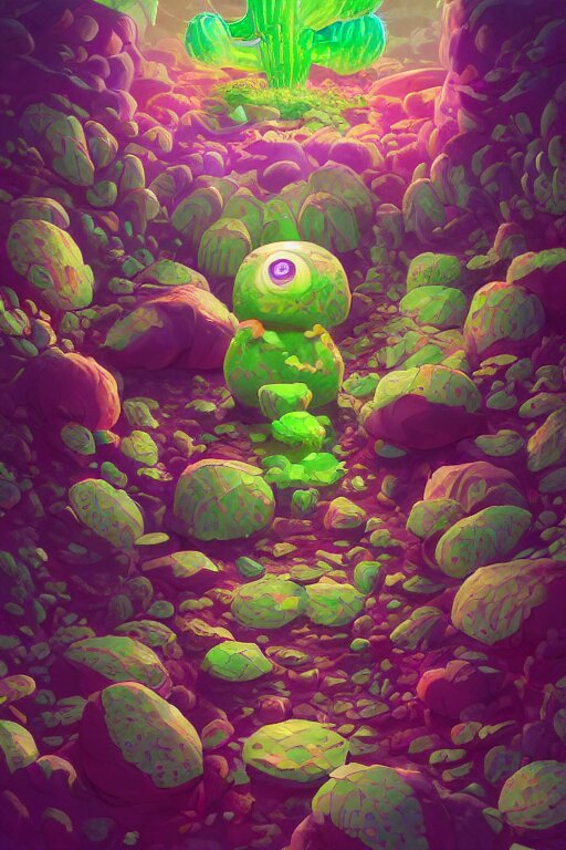 roots cactus sushi cristal smurf ghost creature animal sushi cristal very big eye roots cactus elemental flush of force nature micro world fluo fishscale, behance hd by jesper ejsing, by rhads, makoto shinkai and lois van baarle, ilya kuvshinov, rossdraws radiating a glowing aura global illumination ray tracing hdr 
