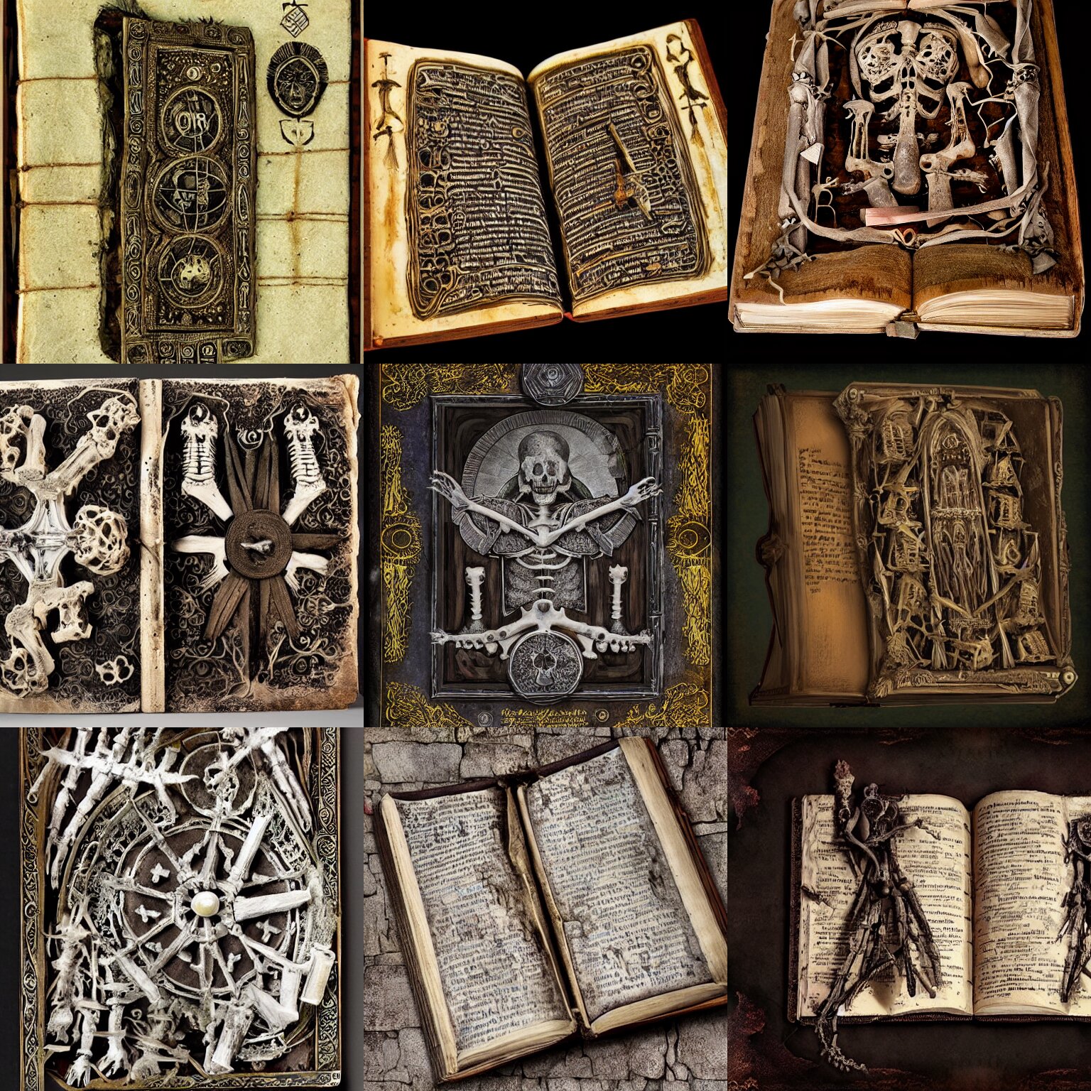 magical ancient spellbook on an alter made of bones wojciech siudmak by ei - q cgsociety 