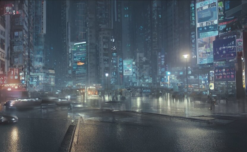 Change streetlights to neon signs, make the police more visible and add a neon "Hong Kong" to the sky