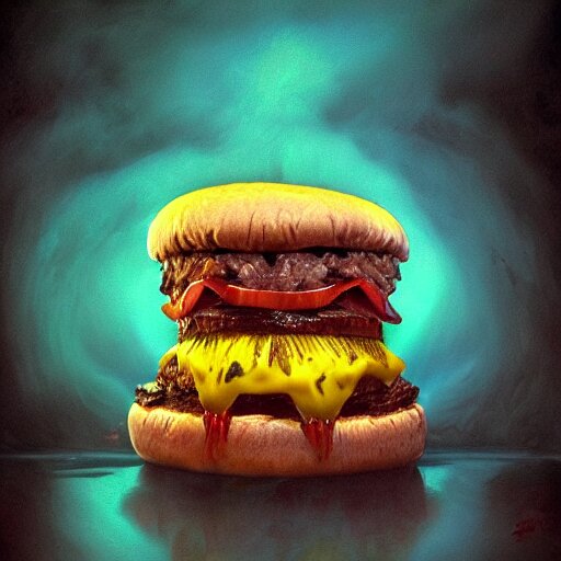 photorealistic demonic cheeseburger in the style of michael whelan and gustave dore. hyperdetailed photorealism, 1 0 8 megapixels, amazing depth, glowing rich colors, powerful imagery, psychedelic overtones, 3 d finalrender, 3 d shading, cinematic lighting, artstation concept art