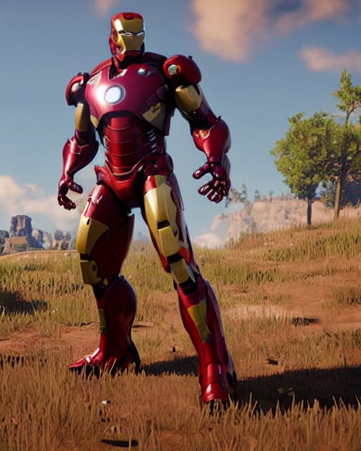 robust and bulky iron man suit in red dead redemption 2, cinematic, photorealistic taken away and made sleek and modern. take the suit away and make it more sleek and modern