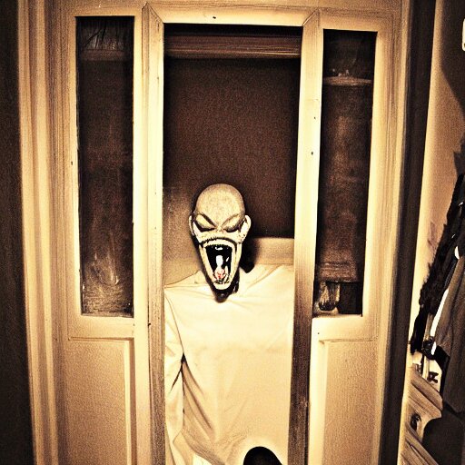 crepy face in room