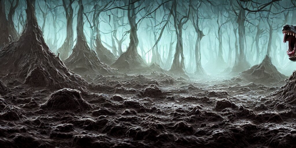 add green grass and trees to this dark forest