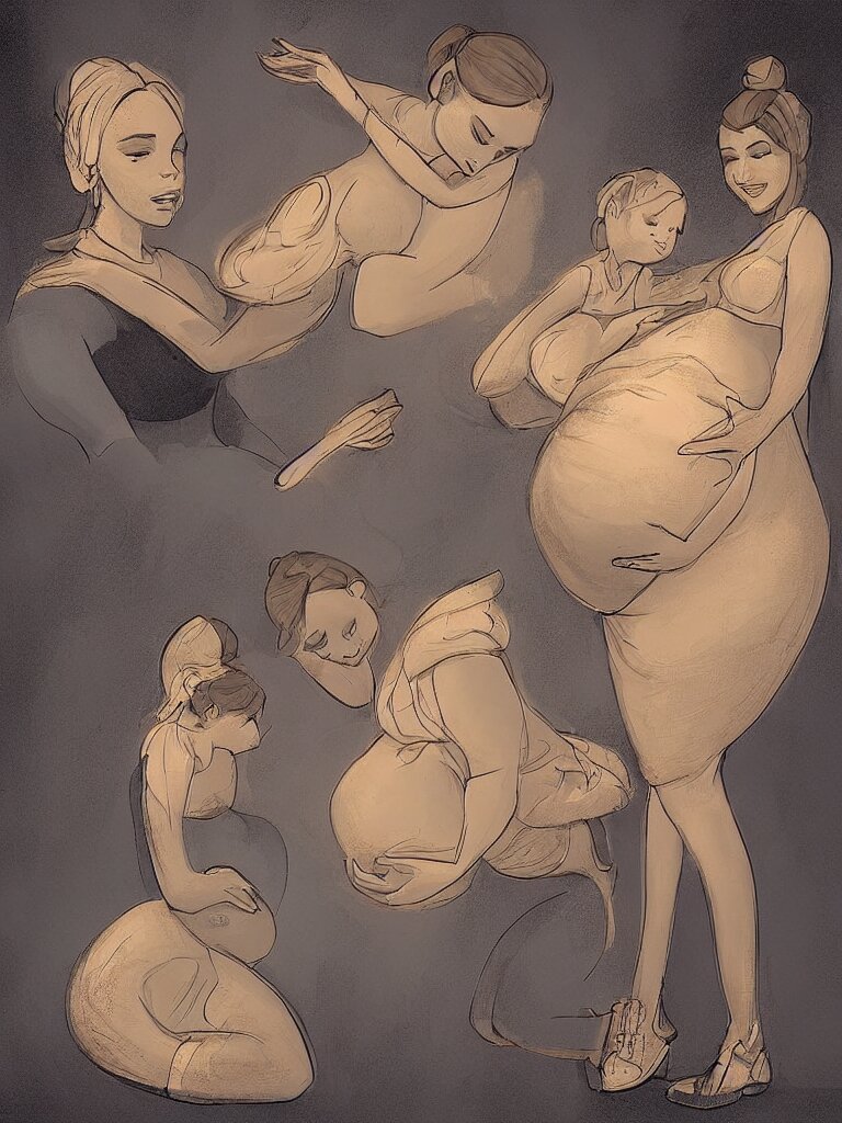 Disney Concept Artist's pregnancy photo, with subtle animation added to the top left. add a subtle animation to the top left