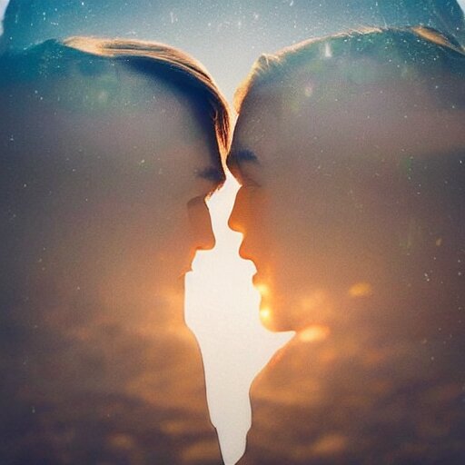 double exposure of love, love is the most relevant theme, love is infinity, love os begin of all, 8 k resolution, artistic mode, artistic, trending on instagram, long exposure 