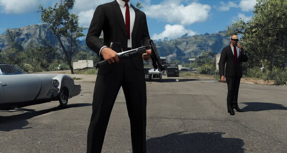 Screenshot of a 3d Sterling Archer from the show Archer in the videogame 'Hitman 3' (2021). High-detailed NPC screenshot. Furred coat. Cold environment. Sharpened. 1080p. High-res. Ultra graphical settings. replace the fancy suit with a fur coat and make the environment a cold, snowy landscape.