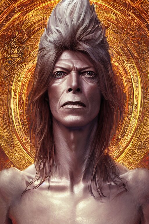 ultra realistic illustration, david bowie from diablo and baldurs gate, intricate, elegant, highly detailed, digital painting, artstation, concept art, smooth, sharp focus, illustration, art by artgerm and greg rutkowski and alphonse mucha 