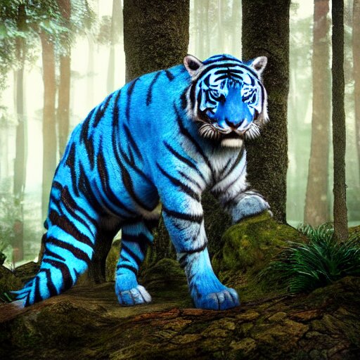 A  tiger sitting on rock In the forest 