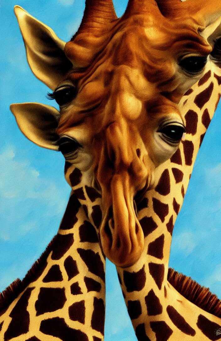 expressive painting of a baby giraffe reptile, obfuscate light, intricate, captivating eyes, delicate, classicism style, intricate details, digital art, portrait, 8 k resolution 