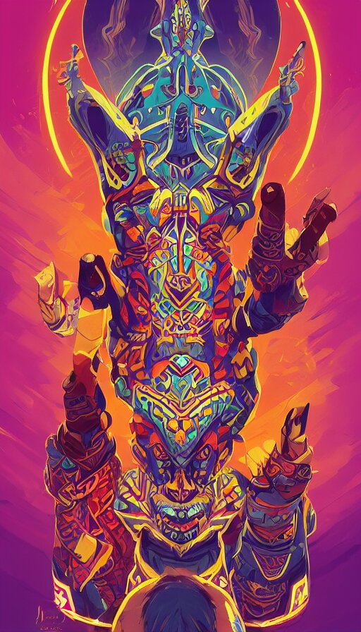  totem animal totem aztek greeble tribal style fanart ornate fantasy heartstone ankama gta5 cover style official behance hd artstation by Jesper Ejsing, by RHADS, Makoto Shinkai and Lois van baarle, ilya kuvshinov, rossdraws totem color pastel vibrant  radiating a glowing aura intricate, elegant, sharp focus, illustration,digital painting, concept art, matte, art by WLOP and Artgerm and Greg Rutkowski and Alphonse Mucha, masterpiece 