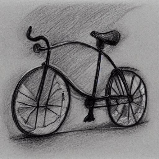 bicycle made of bones, pencil, sketch Add some grit.