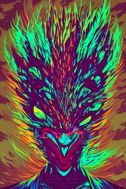 Wolf face colourful