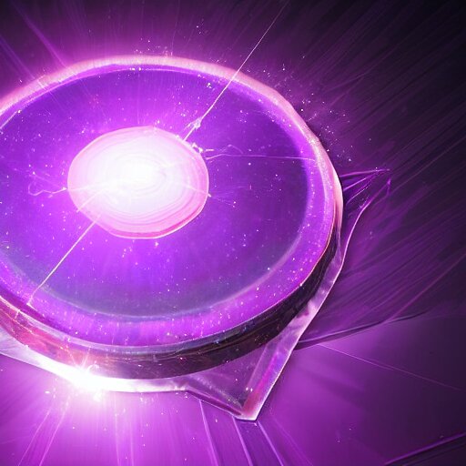 a purple shield emanating a purple glow, purple energy, ability image, dark background, digital art