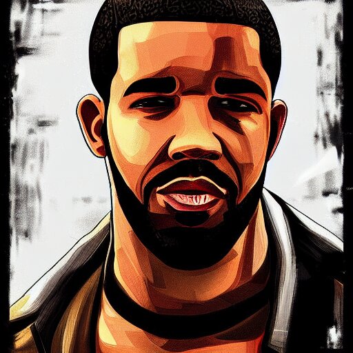 Drake in the Style of GTA IV Artwork with a Dragon or Similar Mythical Creature Added. Add a dragon or similar mythical creature