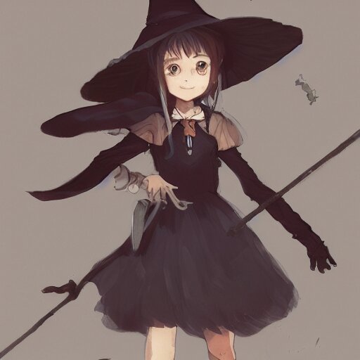 full body portrait character concept art, anime key visual of a little witch with her capybara mascot, cinematic lighting, dramatic atmosphere, by dustin nguyen, akihiko yoshida, greg tocchini, greg rutkowski, cliff chiang, 4 k resolution, craig mullins