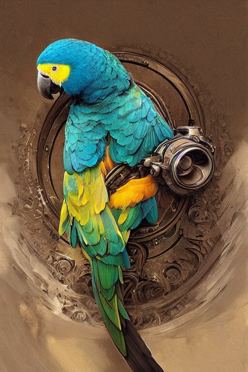 A beautiful illustration of a parrot with its head outside a washing machine, intricate, sharp focus, illustration, highly detailed, digital painting, concept art, matte, art by WLOP and Artgerm, and Greg Rutkowski and Alphonse Mucha, masterpiece. Make it a washing machine with human heads in it