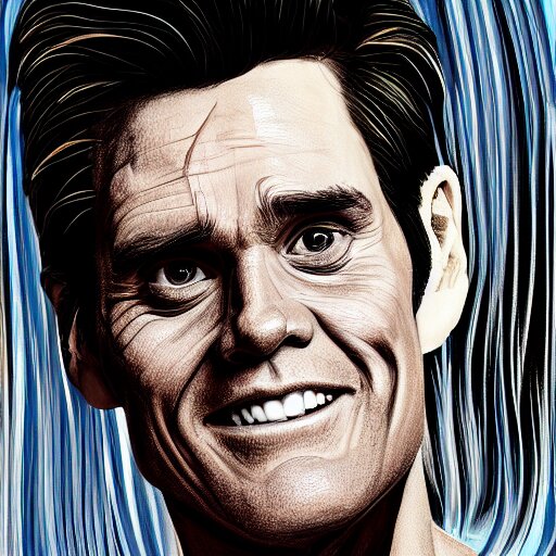 portrait of Jim Carrey by Viktor Miller-Gausa, Abstract Brushstrokes, Beautiful Lighting, 4k Digital Art, Illustration, Trending on ArtStation. portrait of Jim Carrey by viktor miller-gausa, abstract brush strokes, beautiful lighting, 4k digital art, illustration, trending on artstation