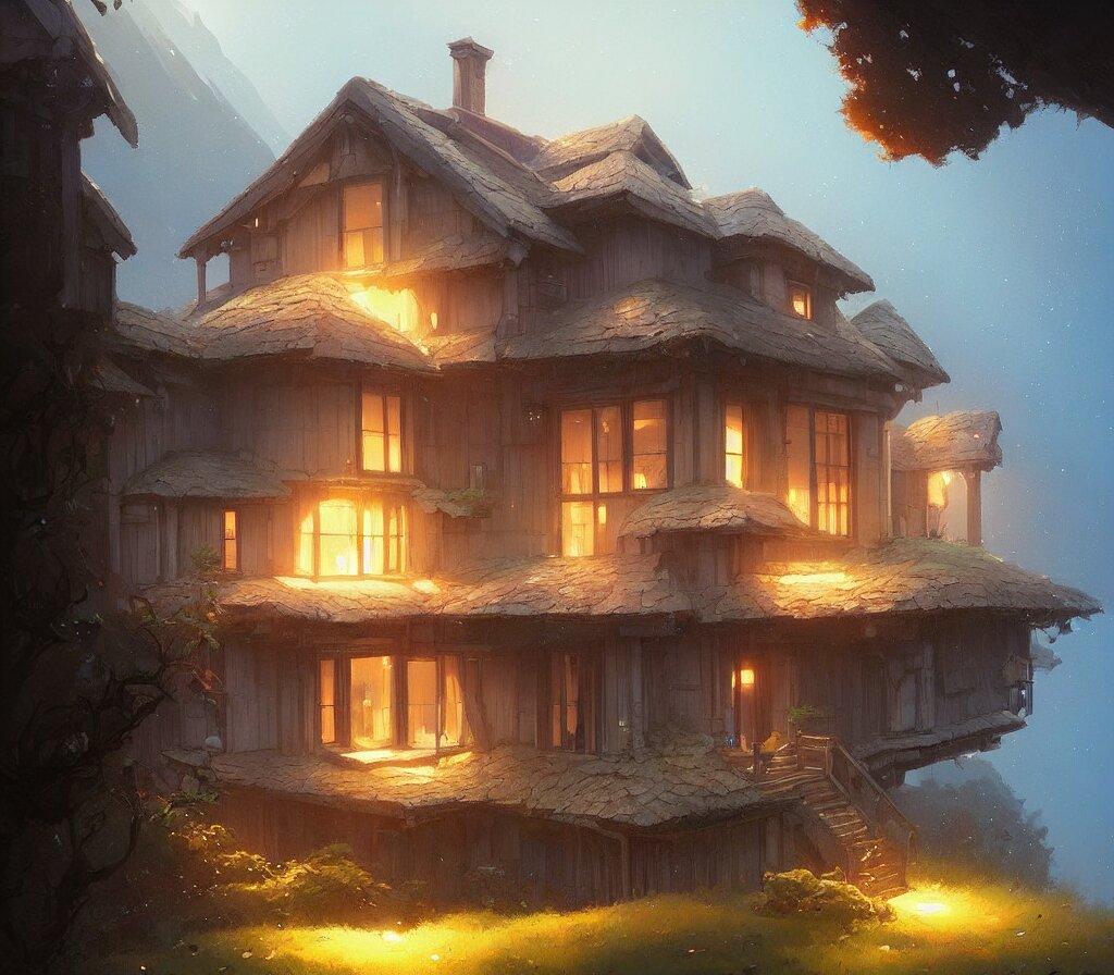 beautiful house in big sur, details, Sharp focus, illustration, by Jordan Grimmer and Greg Rutkowski, trending artstation, Pixiv, digital art. darken and add a feeling of ominousness