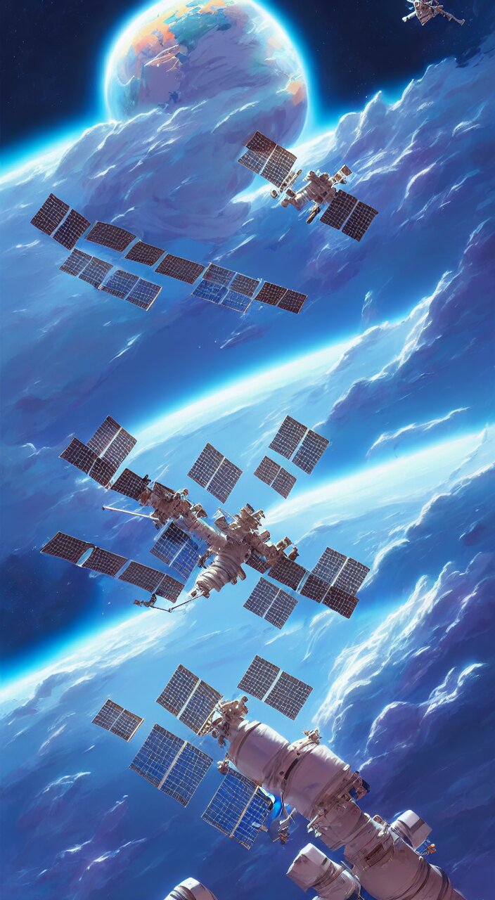 international space station orbiting earth, in marble incrusted of legends official fanart behance hd by jesper ejsing, by rhads, makoto shinkai and lois van baarle, ilya kuvshinov, rossdraws global illumination