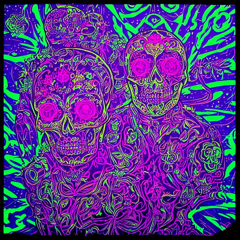 psychedelic purple and blue demons