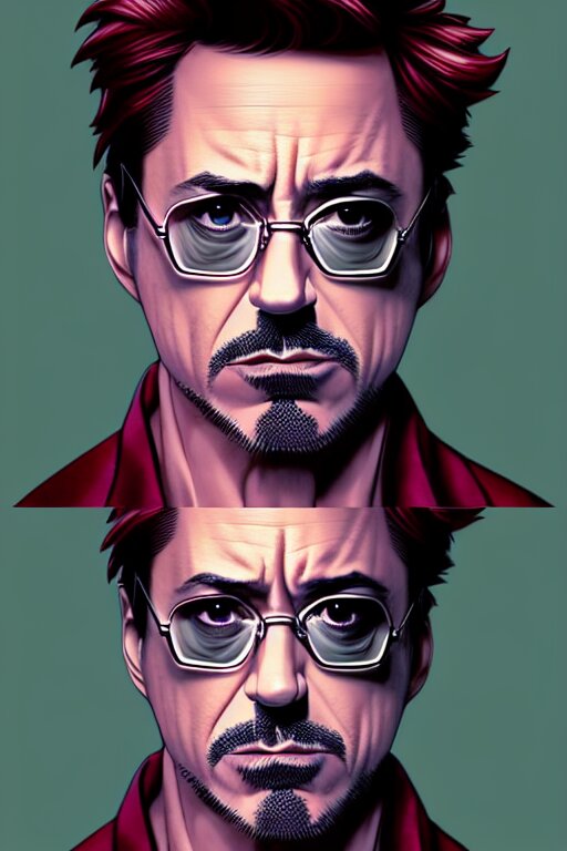 robert Downey Jr.'s Manga Cover, Detail Color Portrait on Artstation Trending, 8 K. instead, with the art of superman