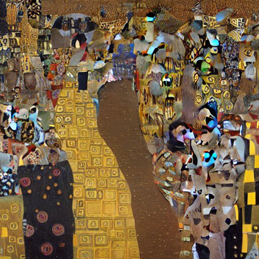 amazing detailed photorealistic painting of a crowd of people in a city, in the style of gustav klimt. hq. trending on artstation 