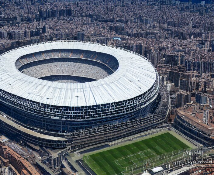 Sunset over Santiago Bernabeu Stadium